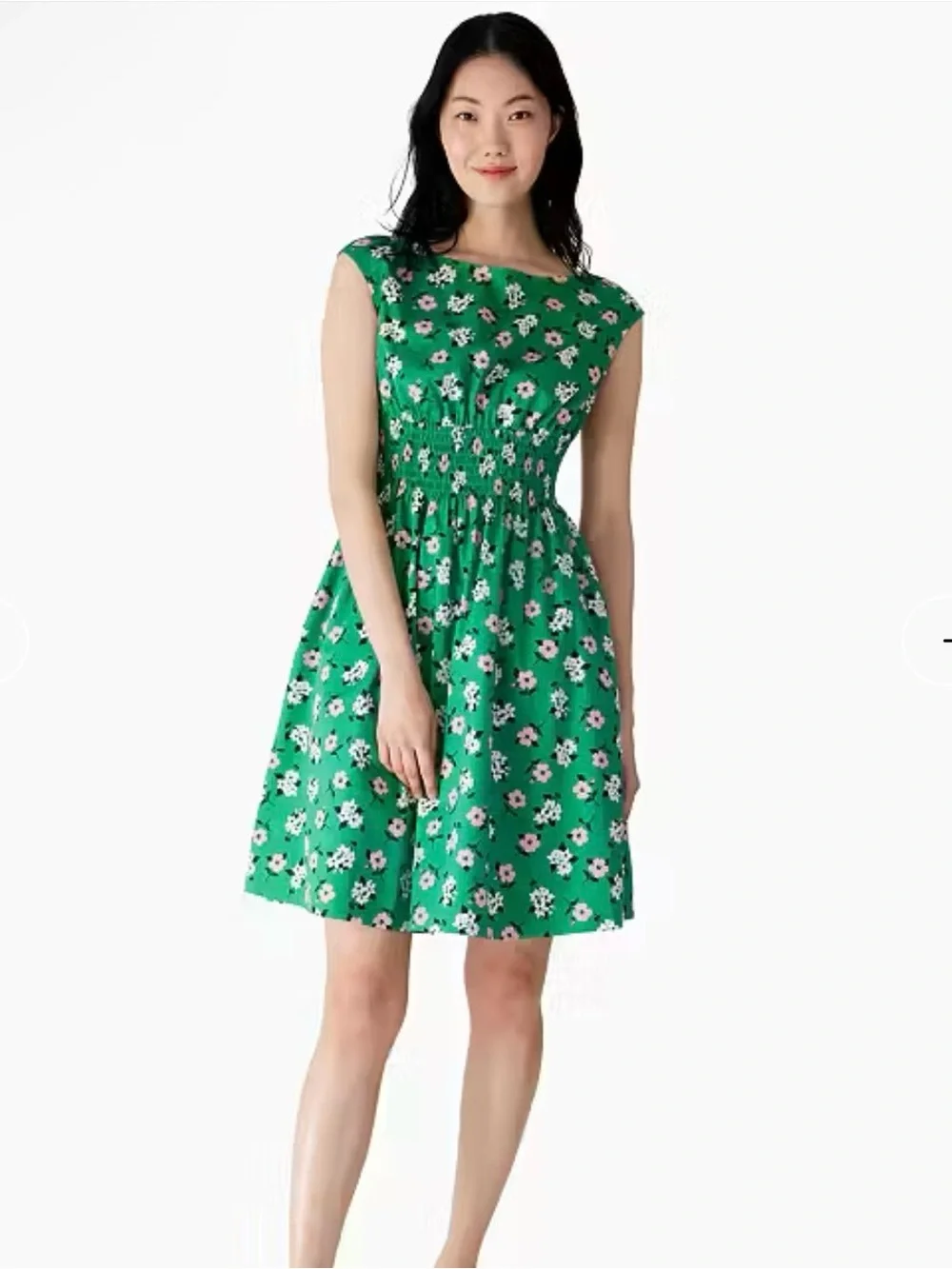 Kate Spade Lily Blooms Blaire Green Floral Smocked Dress Size S